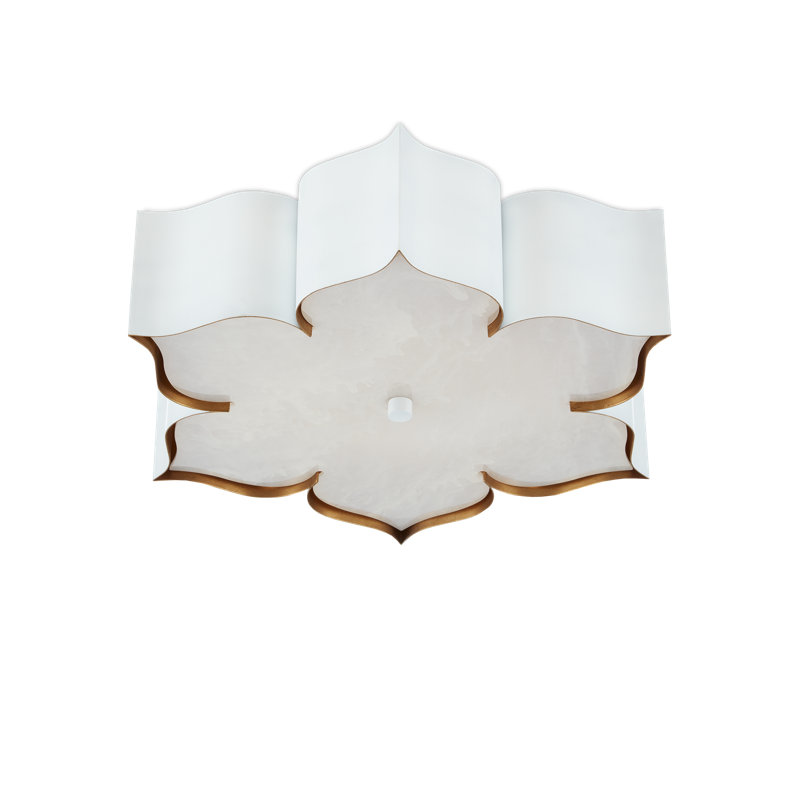 Plafonnier encastré 19 po Grand Lotus, Blanc sucre / or contemporain