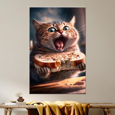 Impression sur toile de chat moderne, art mural abstrait, décor à la maison élégant, 1P or encadré