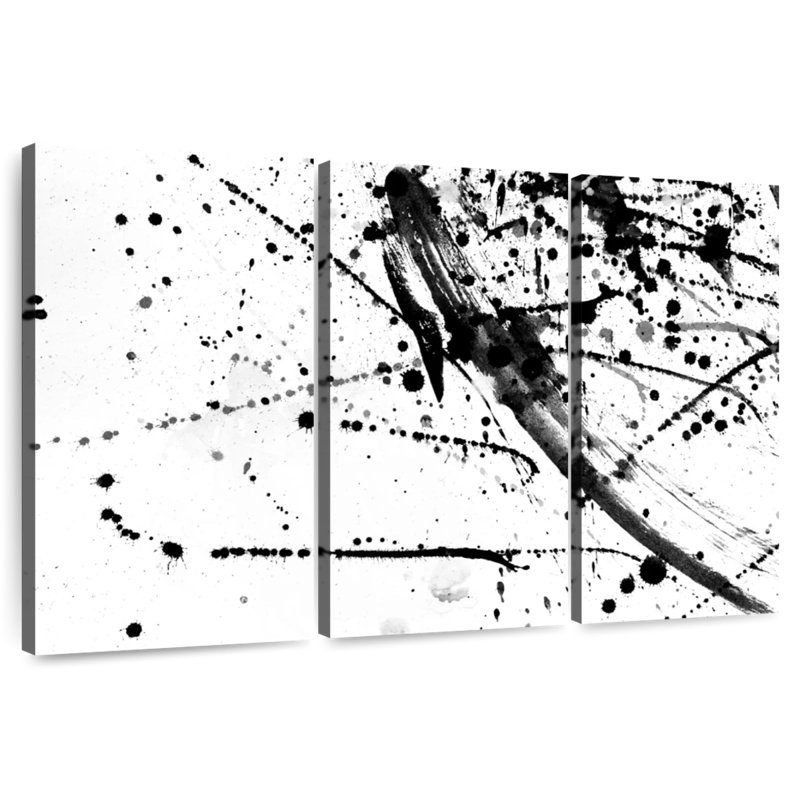 Avery abstrait noir et blanc, H 32 po x l 50 po