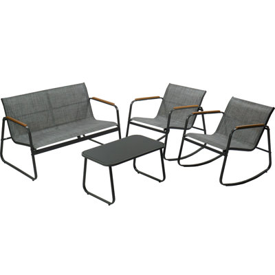 4-Piece Outdoor Coversation Set Includes 1 Love Seat, 1 Table And 2 Single Chairs by Kozyard
