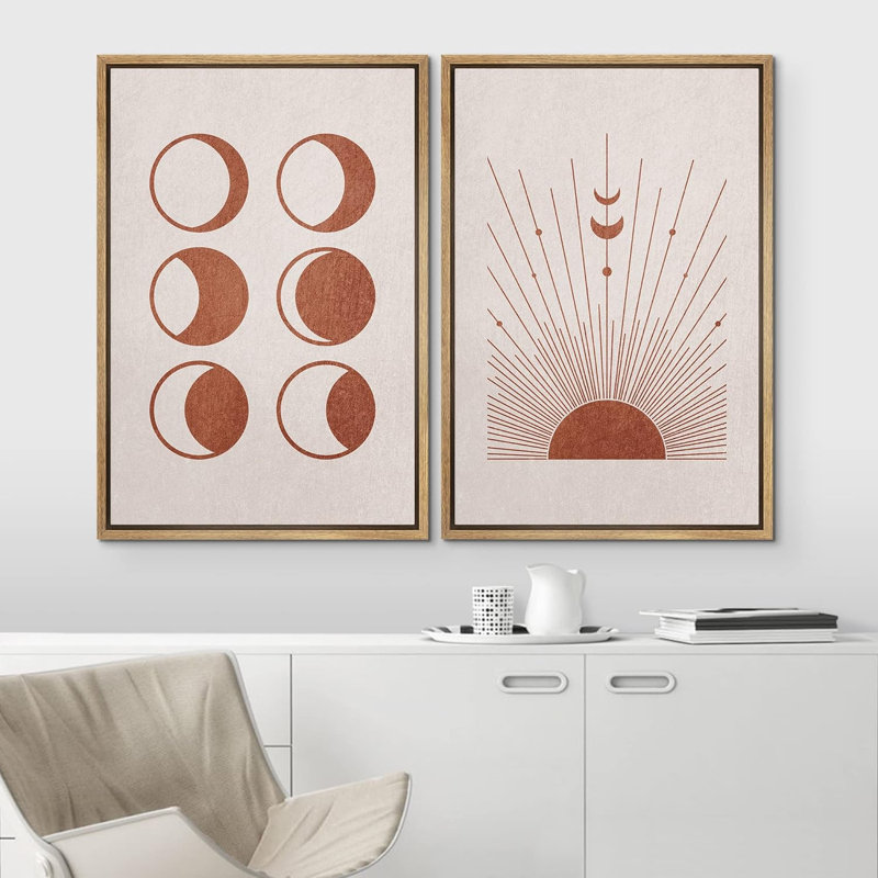 Sun And Moon 2 - Pieces, 24" H x 32" W, Natural