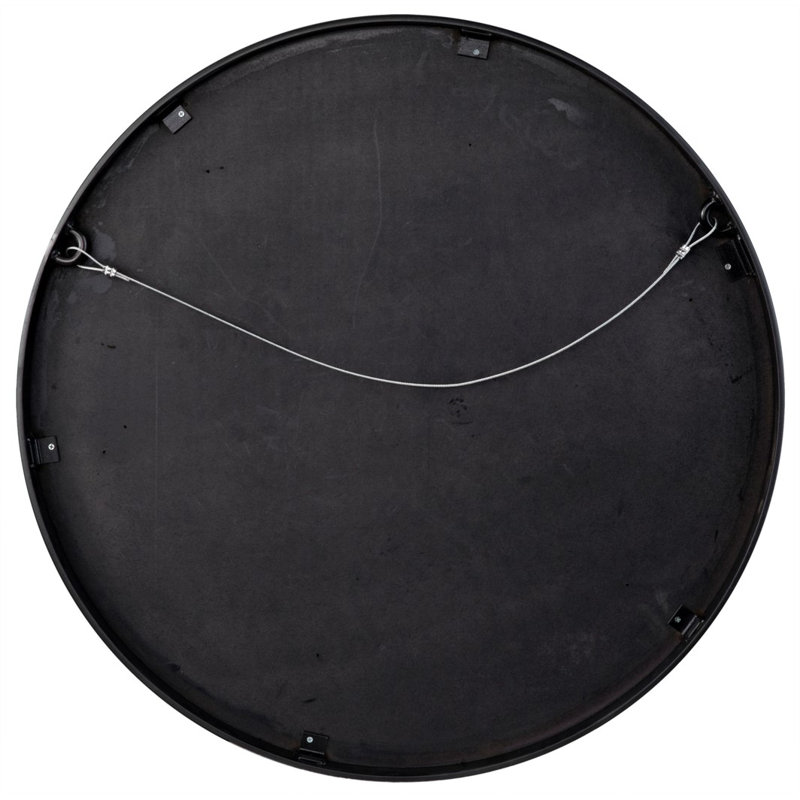 Argie Round Metal Beveled Wall Mirror, 32" x 32"