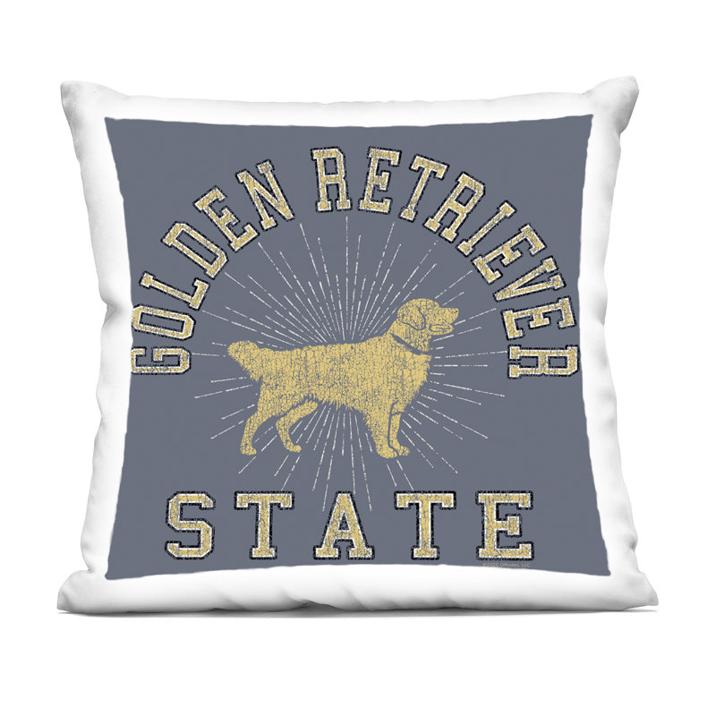 Coussin Stupell Industries Golden Retriever State Design par Spirit Animals / Life Is High