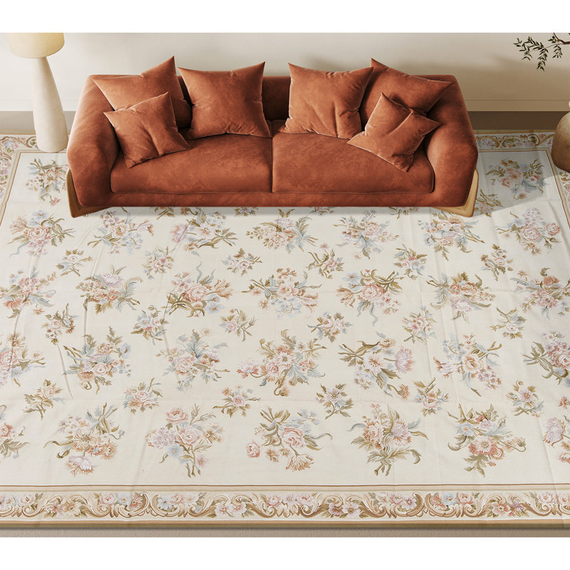 Hand-Knotted High-Quality Ivory and Ivory Area Rug