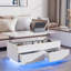 Table basse à plateau relevable avec 2 tiroirs et lumière DEL intelligente-10950039