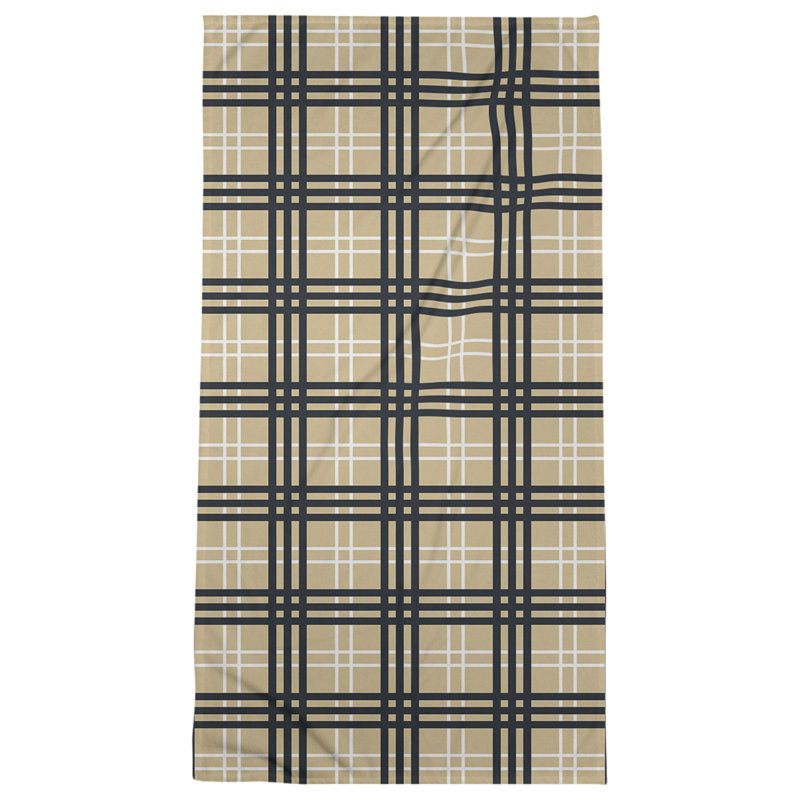 Bath Towel, Old Gold/White/Black, Microfiber