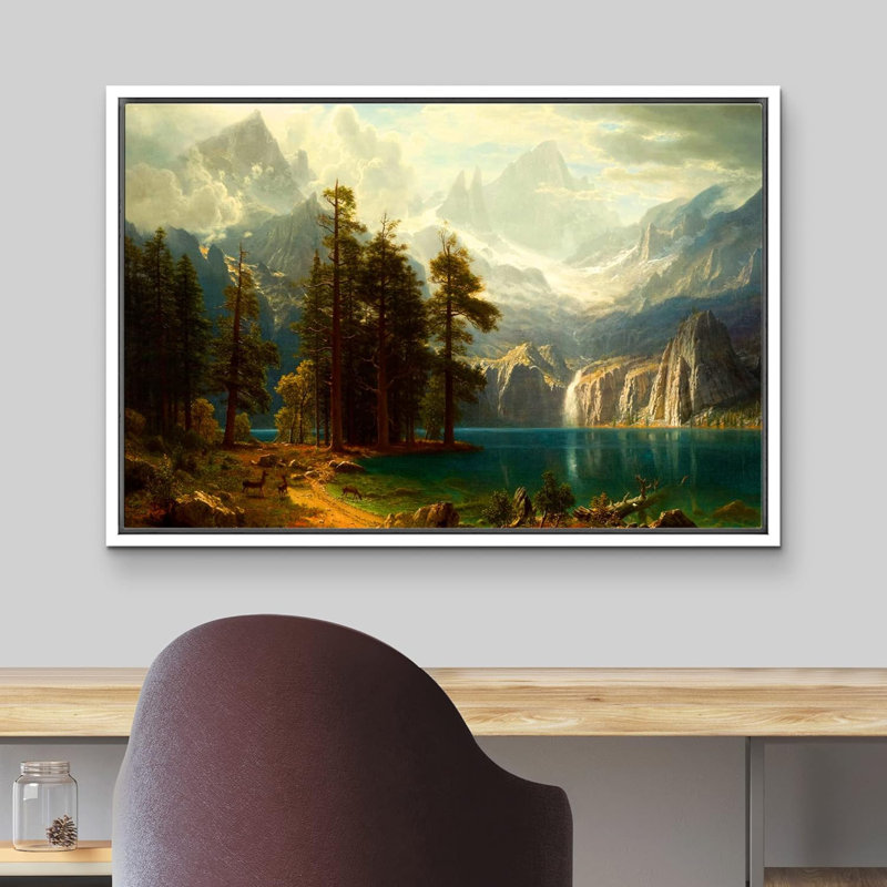 «Nature Landscape Sierra Nevada In California» par Albert Bierstadt sur toile par Albert Bierstadt, Cadre blanc