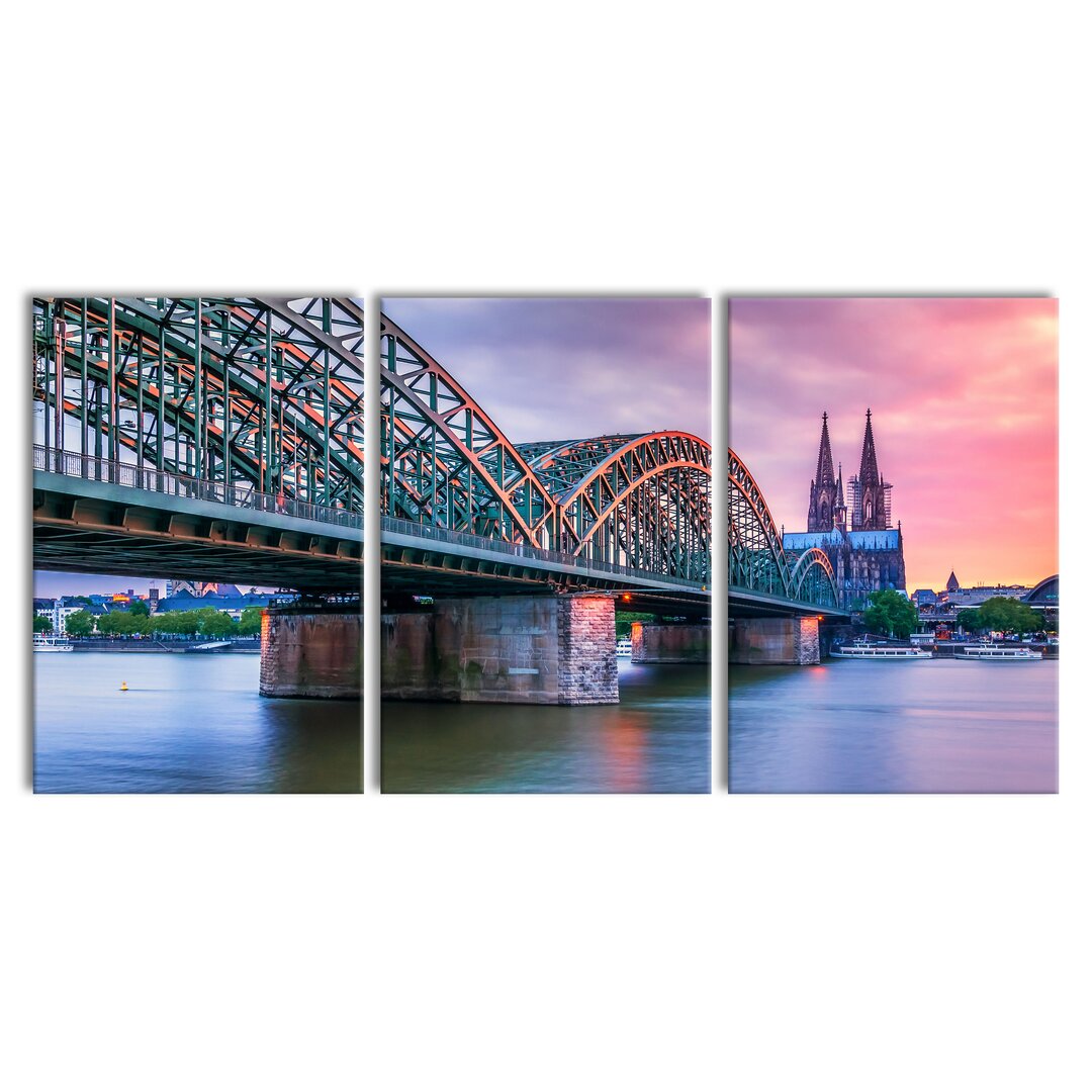 3-tlg. Leinwandbilder-Set Hohenzollernbrücke in Köln