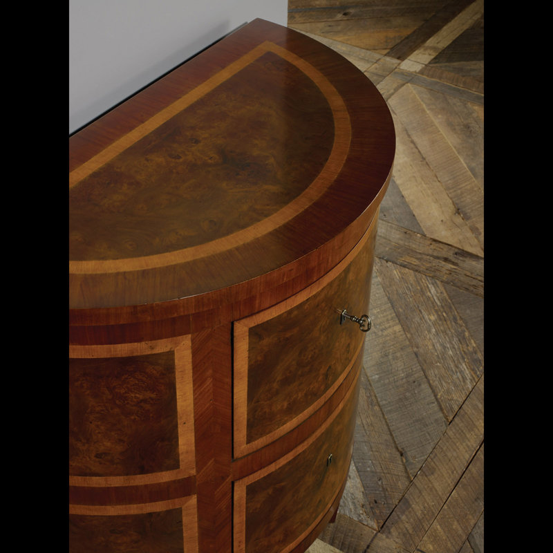 Commode décorative demi-cercle 2 tiroirs Inlaid