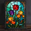 Art mural floral noir encadré noir - tulipes colorées boho et iris-1694160147