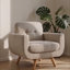 Chaise d'appoint compacte avec pieds en bois massif, fauteuil rembourré en lin à haut dossier - Canapé simple peu encombrant pour les petits salons