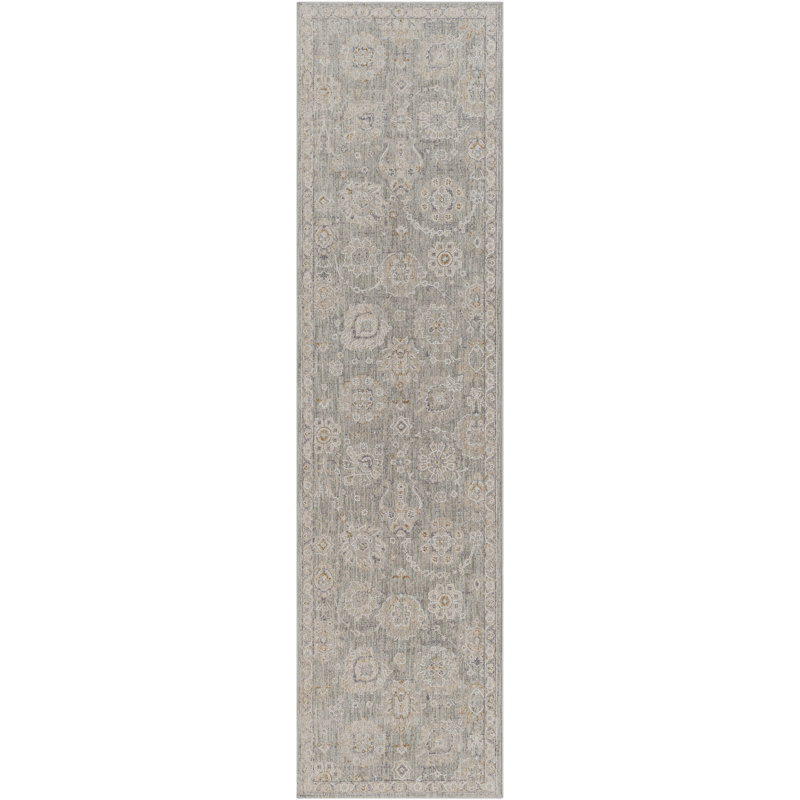 Tapis oriental gris sauge Finnlagh, Tapis de couloir 2 pi 6 po x 10 pi