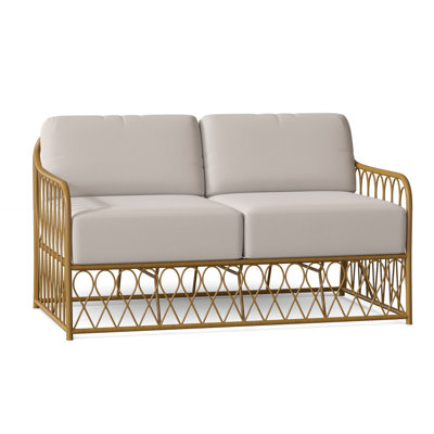 Cane 53.75'' Wide Aluminum Loveseat with Cushions