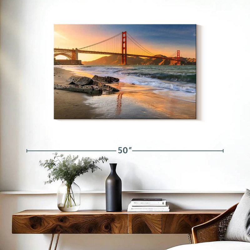 Coucher de soleil au pont Golden Gate, H 24 po x l 36 po