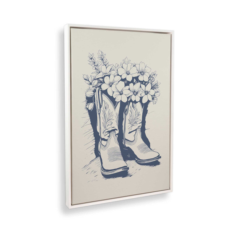 Impression sur toile bleu marine, H 18,75 po x l 12,75 po, Blanc opaque