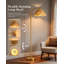 Lampe sur pied 63 po dorée pour le salon, lampe sur pied moderne avec abat-jour en raphia, interrupteur rotatif à intensité variable pour le bureau de la chambre à coucher, décoration boho