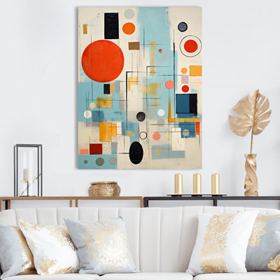 Rétro abstrait bleu sur bleu Mid-Century abstrait sur toile