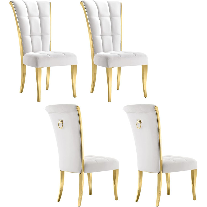 Ladaris 19'' H Tufted Velvet Upholstered Parsons Chair, 4