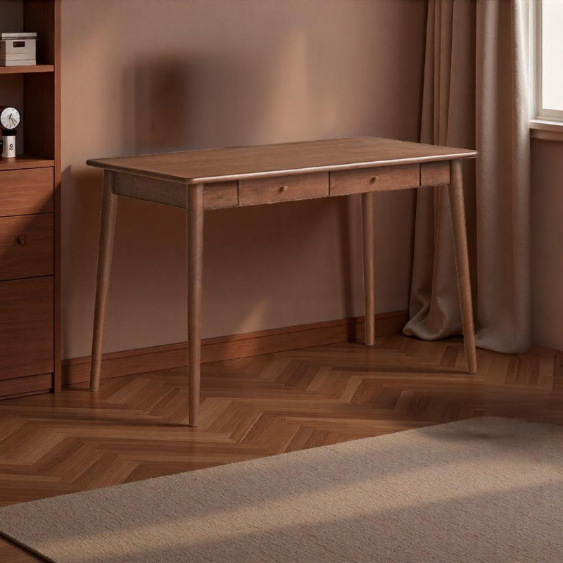 Low-Key Walnut Desk with Brass Handles