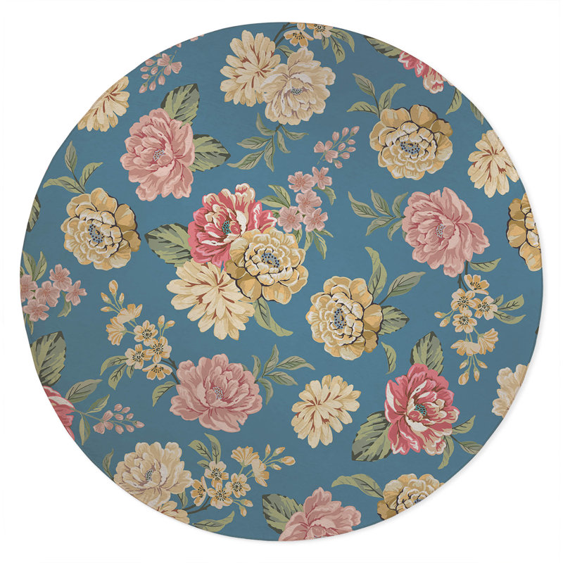 Catherine Soft Step Outdoor Area Rug, Blue, Round 5'