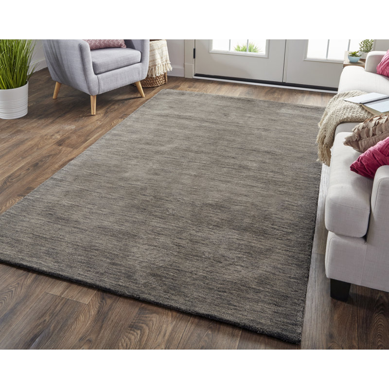 Tiphonnet Handmade Tufted Wool Grey Area Rug, Rectangle 9 pi 6 po x 13 pi 6 po