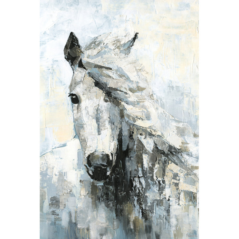 « great white cheval », reproduction sur toile tendue, H 12 po x l 8 po x P 1,5 po