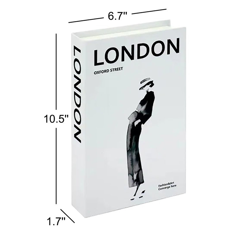 London Paris New York Decor, Kaeman Black and White Faux Book Set