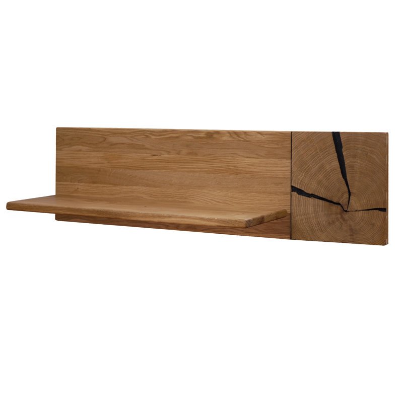 Dallastown Solid Wood Accent Shelf, 25cm H x 90cm W x 20cm D, Oak