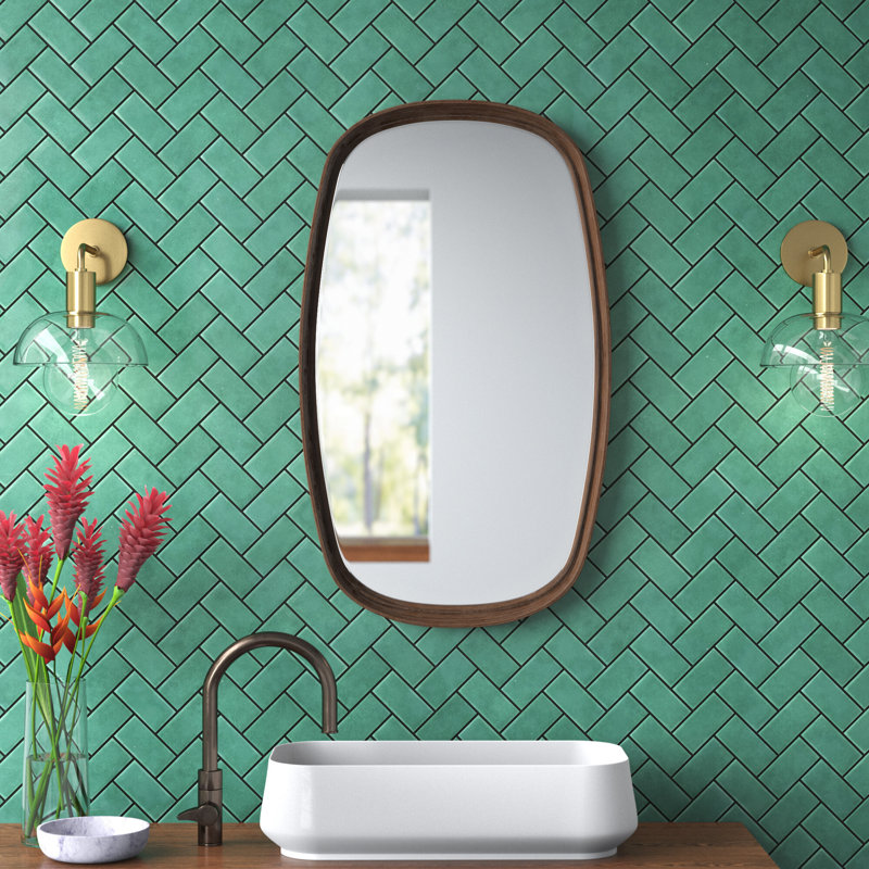 Carles Wood Flat Wall Mirror, Walnut