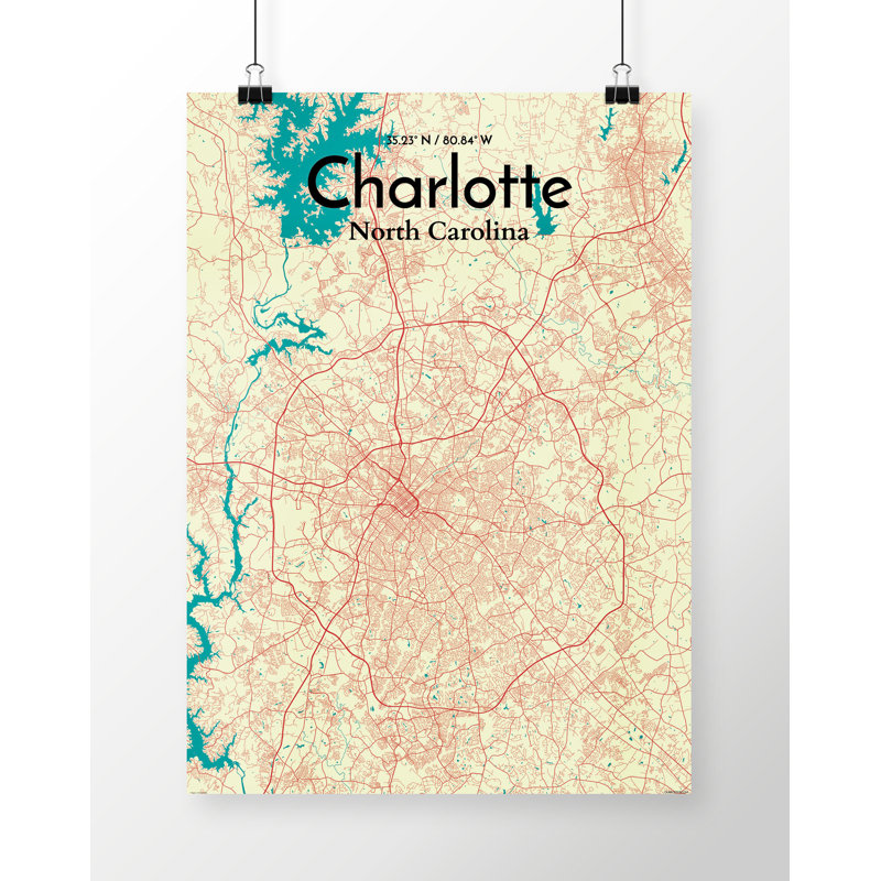 Charlotte City Map - No Frame Print, 50.8cm H x 40.6cm W x 0.13cm D