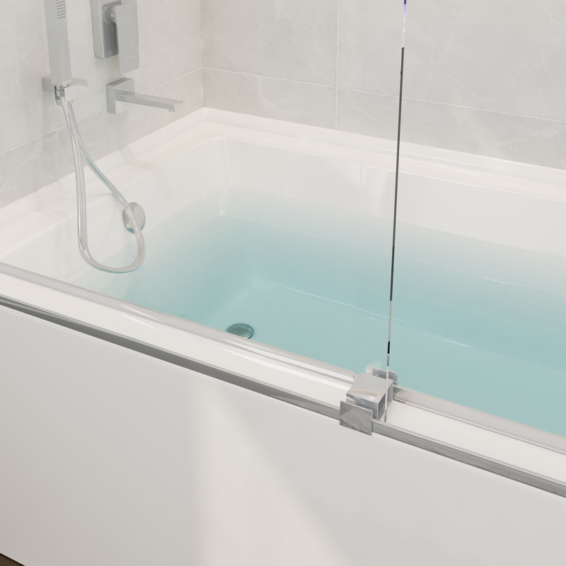 Eviva Luxor 60 po X P 60 po H Porte de douche coulissante sans cadre avec verre trempé H, Chrome chrome