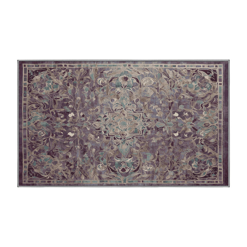 Machine Washable Gray Area Rug, Rectangle 6' x 9'