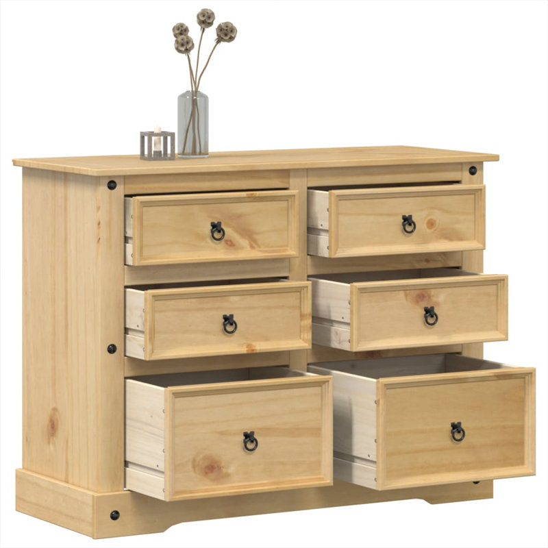 vidaXL Chest of Drawers "Corona" 112x48x91 cm Solid Wood Pine