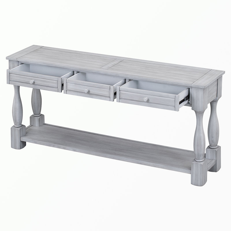 Console avec tiroirs, gris