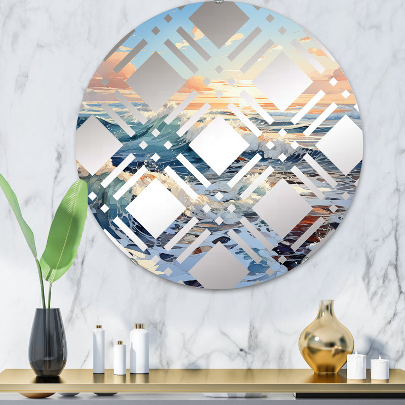 Océan Winter Scenery I - Miroir décoratif à carreaux | Rond, 31,4 po x 31,4 po