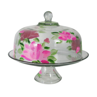 Peony Glass Cake Stand