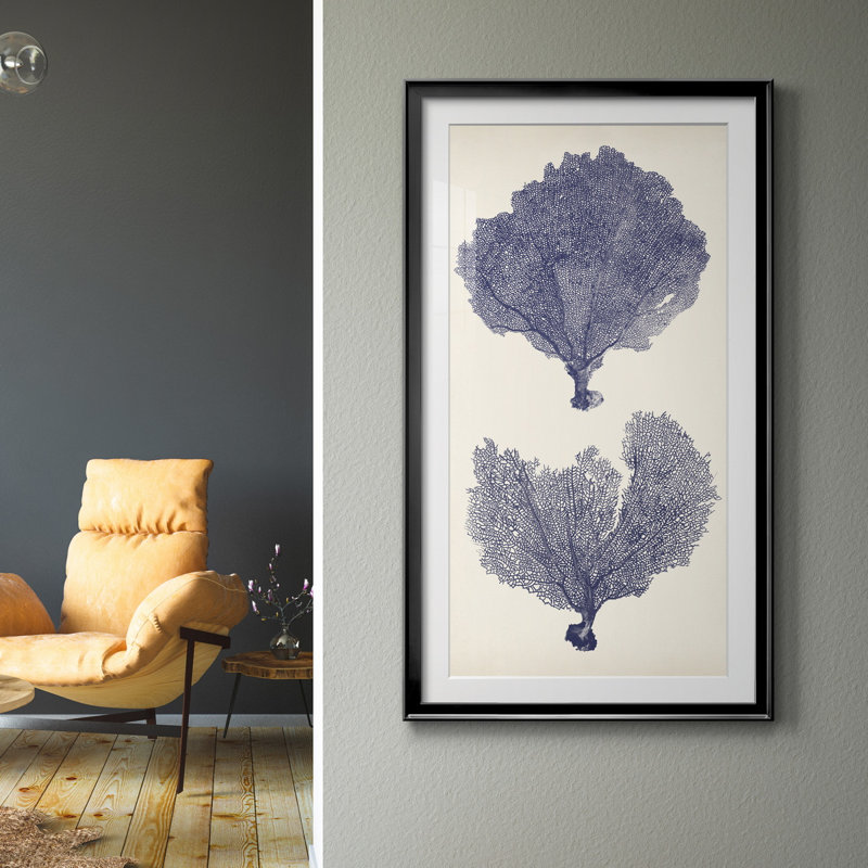 Indigo Seafans II - reproduction d'art sur toile, H 14,5 po x l 26,5 po x P 1,5 po, Noir