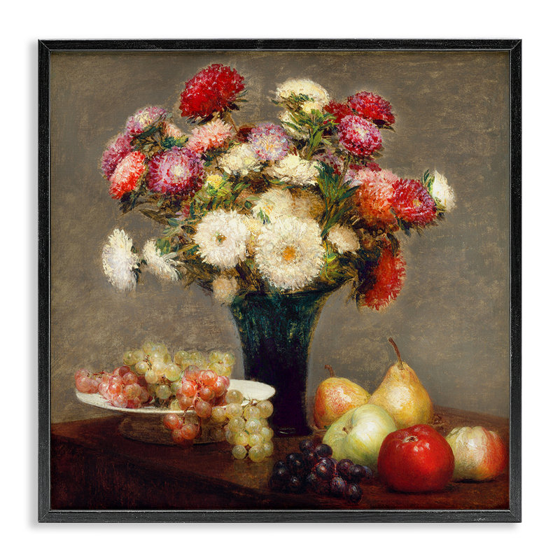 Giclée encadrée Fruit and Asters, par CAD Designs, Giclée noire de minuit encadrée, H 24 po x l 24 po