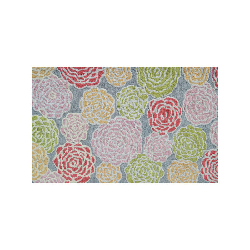Hand Hooked Wool Floral Rug, Rectangle 2'8" x 4'8"