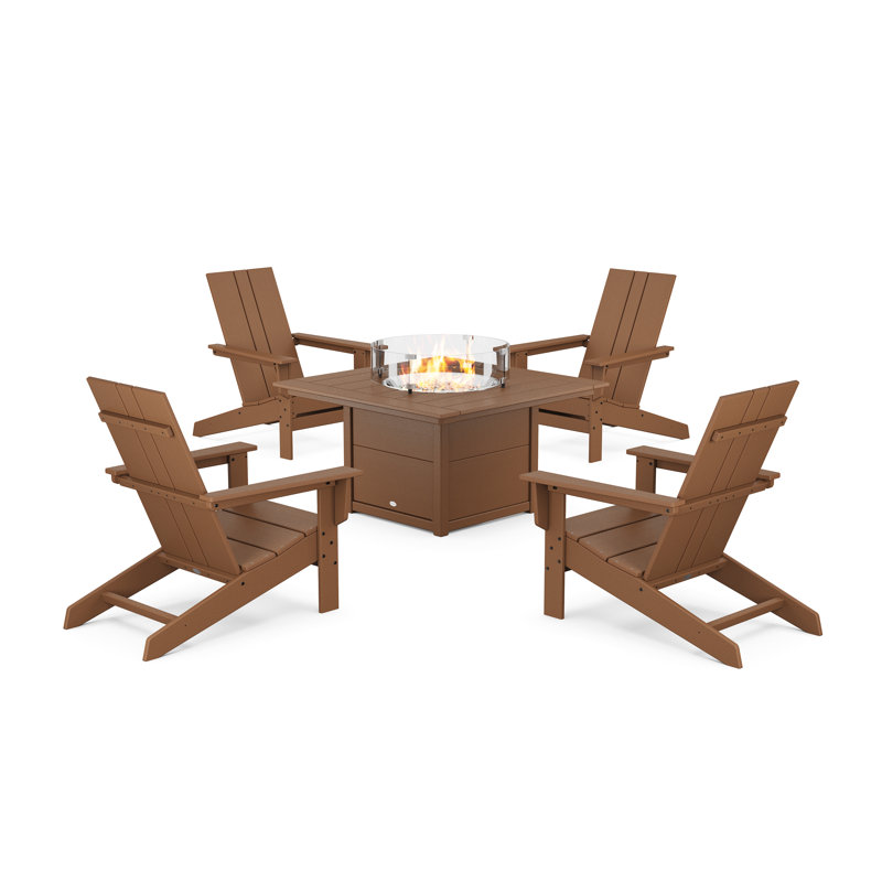 Chaise Adirondack d'extérieur avec table Raynard POLYWOOD x, Teck