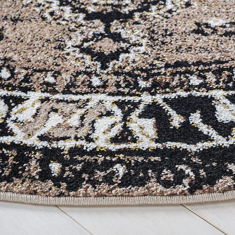 Tapis brun / noir Jaclyn Southwestern, Rond 6 pi 7 po