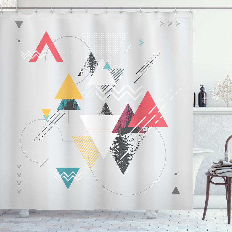Jesper Abstract Shower Curtain with Hooks Included, 69" W x 75" L