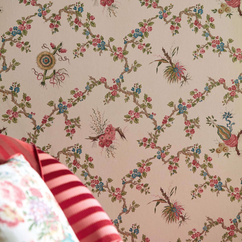 Giles Deacon Trelliage Wallpaper, Raspberry/Stone
