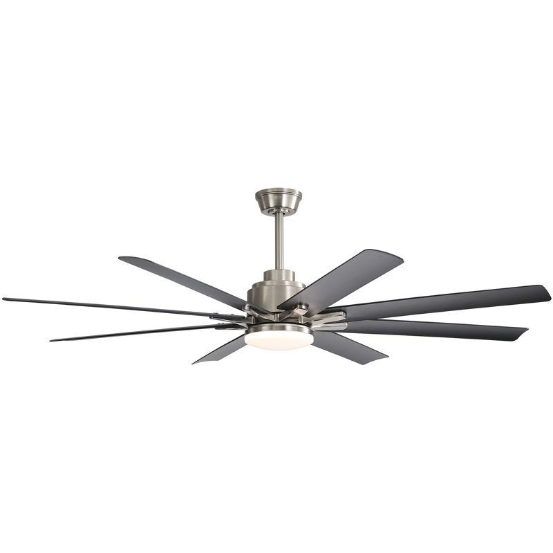 168cm Ceiling Fan with LED Lights, Nickel