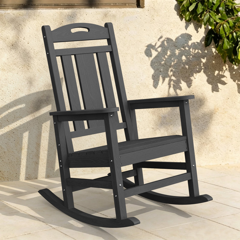Chaise Adirondack berçante en PEHD pour l'extérieur, Noir