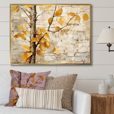 Forêt de bois de bouleau beige et jaune I - arbre, art mural