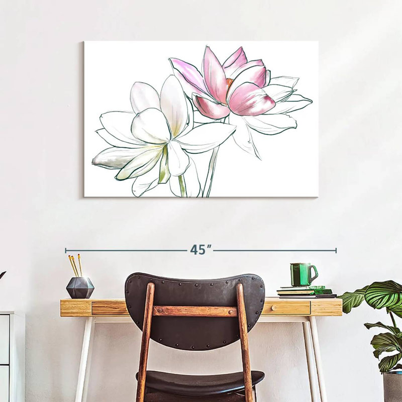 Duo de fleurs de lotus, H 26 po x l 39 po