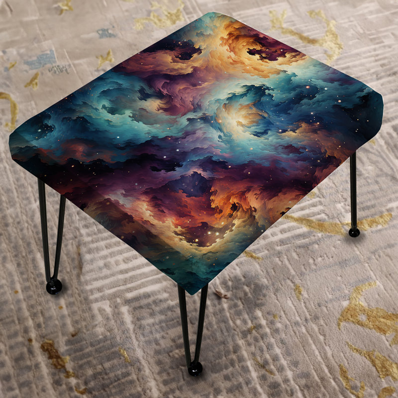 Plaid Galaxy Multicolor Expedition - Repose-pieds rectangulaire damassé