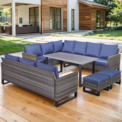 Nazime Wicker 9 - Person Patio Conversation Set with Cushions