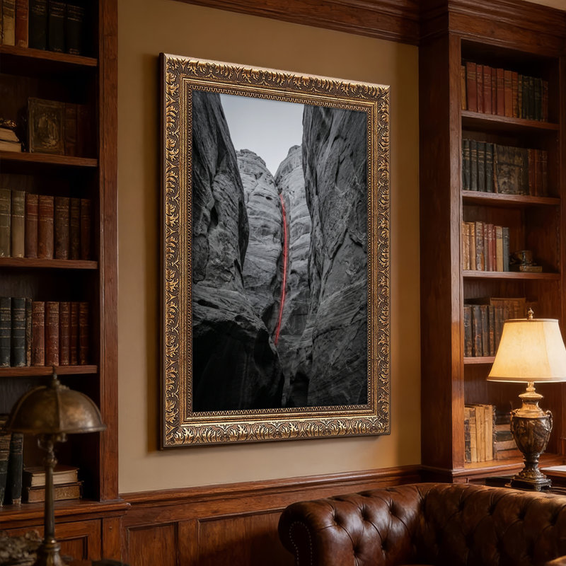 Art mural en toile noyer doré encadré pour le salon, la chambre à coucher, le bureau ou le vestibule - décoration murale décorative avec Rock Canyon